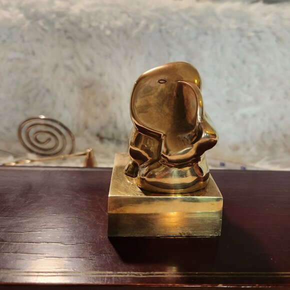 Vintage Brass Ganesha Statue 3.5" Hindu Elephant God Figurine - Picture 6 of 8